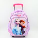 ⁦حقيبة مدرسية عجل بتصميم فروزن حجم 14 انش لون زهري⁩ - الصورة ⁦2⁩