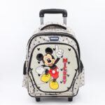 ⁦حقيبة مدرسية عجل بتصميم ميكي ماوس حجم 14 انش لون سكني⁩ - الصورة ⁦2⁩