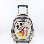⁦حقيبة مدرسية عجل بتصميم ميكي ماوس حجم 14 انش لون سكني⁩ - الصورة ⁦3⁩