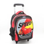 حقيبة مدرسية عجل بتصميم سيارة حجم 14 انش لون أسود