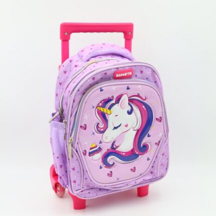 حقيبة مدرسية عجل بتصميم يونيكورن حجم 14 انش لون بنفسجي