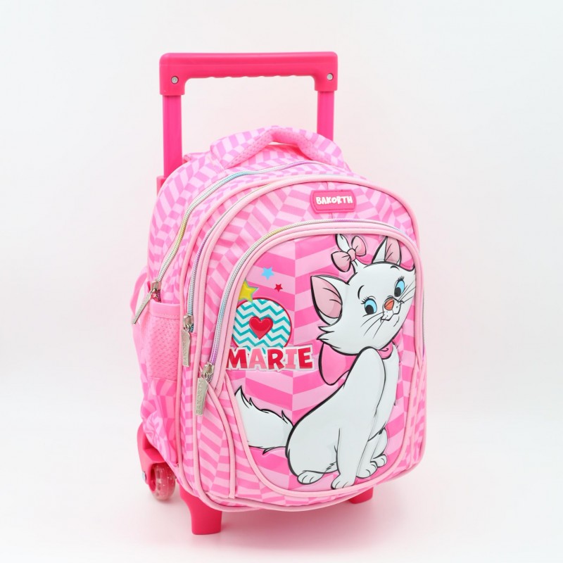 ⁦حقيبة مدرسية عجل بتصميم قطة حجم 12 انش لون زهري⁩ - الصورة ⁦1⁩