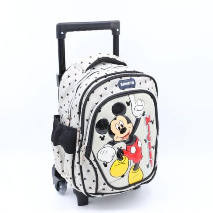 حقيبة مدرسية عجل بتصميم ميكي ماوس حجم 14 انش لون سكني