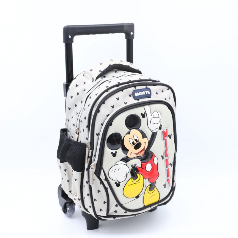 ⁦حقيبة مدرسية عجل بتصميم ميكي ماوس حجم 14 انش لون سكني⁩ - الصورة ⁦1⁩