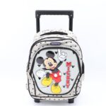 ⁦حقيبة مدرسية عجل بتصميم ميكي ماوس حجم 14 انش لون سكني⁩ - الصورة ⁦3⁩