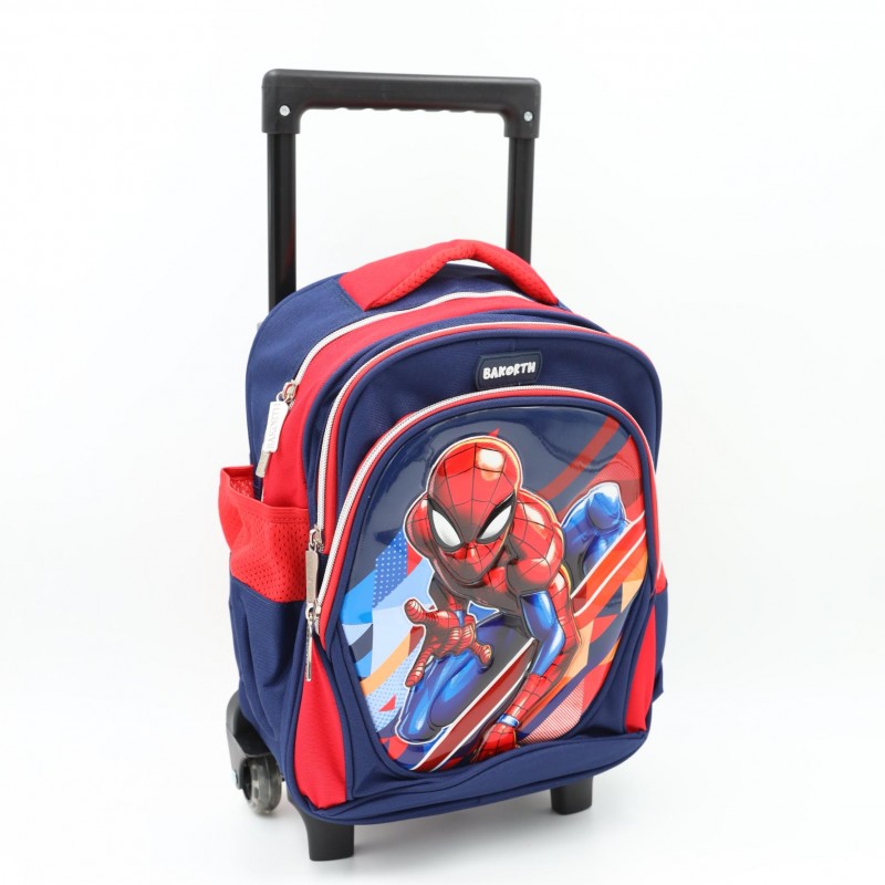 ⁦حقيبة مدرسية عجل بتصميم سبايدر مان حجم 12 انش لون أزرق⁩ - الصورة ⁦1⁩
