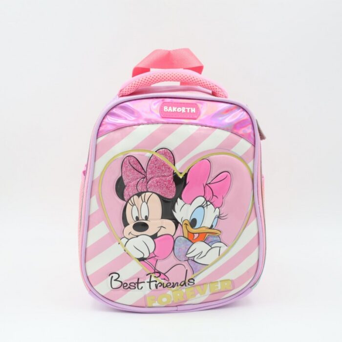 ⁦شنطة لانش بوكس بتصميم ميني ماوس حجم 10 انش لون زهري وبنفسجي⁩ - الصورة ⁦2⁩