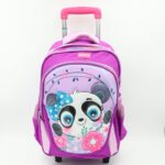 ⁦حقيبة مدرسية عجل بتصميم باندا حجم 14 انش لون بنفسجي⁩ - الصورة ⁦2⁩