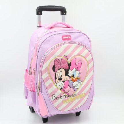 حقيبة مدرسية عجل بتصميم ميكي ماوس حجم 14 انش لون بنفسجي