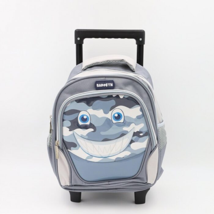 ⁦حقيبة مدرسية عجل بتصميم شارك حجم 12 انش لون رمادي⁩ - الصورة ⁦2⁩