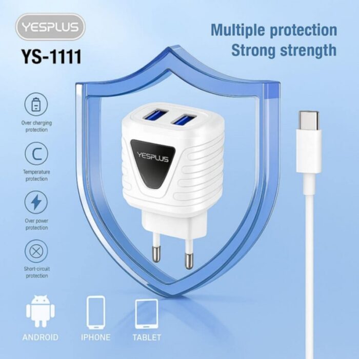 103388914_68acb8face4a5 شاحن سريع فتحتين USB مع كابل تايب سي - الصورة 1