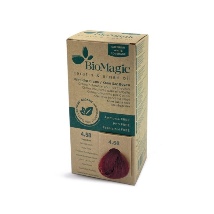 103388944_68b01e5991e95 Biomagic Hair Color C K 4/58 Red Violet Auburn - صبغة شعر لون أحمر بنفسجي كستنائي - الصورة 1