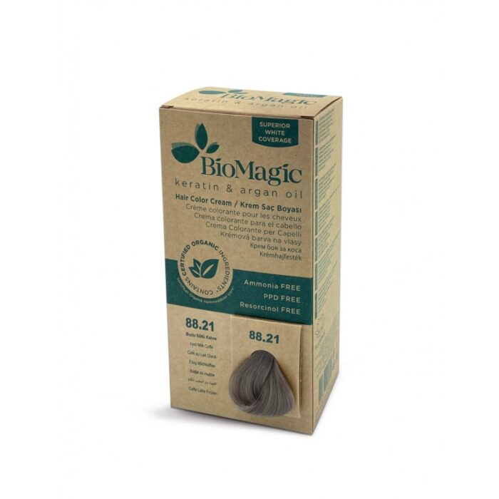 103388948_68b01e5da0048 BIOMAGIC HAIR COLOR CREAM 88.21 / ICED Milk Coffee - صبغة شعر بلون قهوة مع الحليب المثلج - الصورة 1