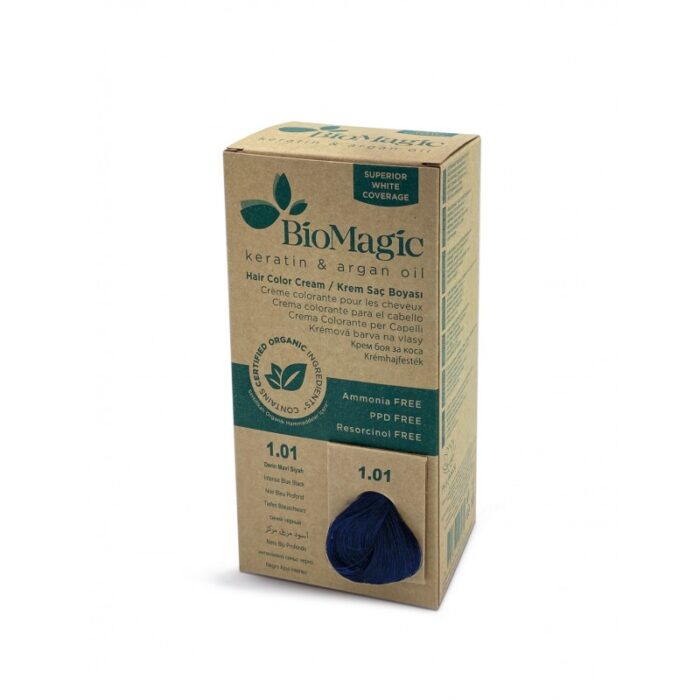 103388959_68b01e6b60505 Biomagic Hair Color CREAM 1.01 Intense Blue Black - صبغة شعر لون أسود مزرق مركز - الصورة 1