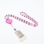 مسبحة حجر الجاد مع حجر الكوارتز 99 حبة