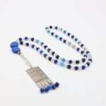 ⁦مسبحة حجر العقيق الأزرق مع حجر القمر 99 حبة⁩ - الصورة ⁦2⁩