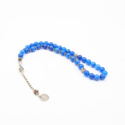 مسبحة العقيق باللون النيلي 33 حبة