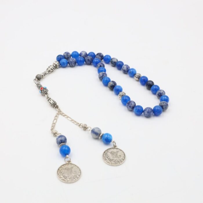 103388984_68b01e8e84211 مسبحة مكس حجر الجاد وعقيق النيلي 33 حبة - الصورة 1