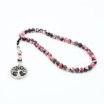 مسبحة عقيق موشح لون زهري 45 حبة