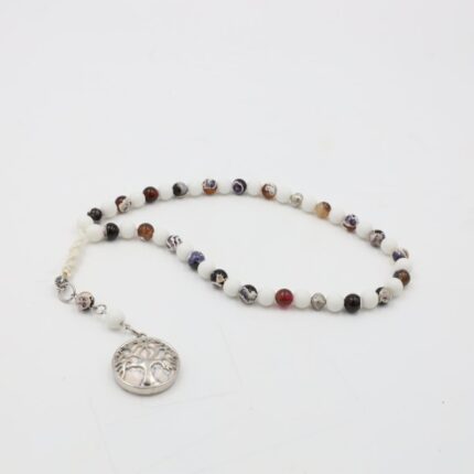 مسبحة عقيق مع حجر المط الأبيض 45 حبة