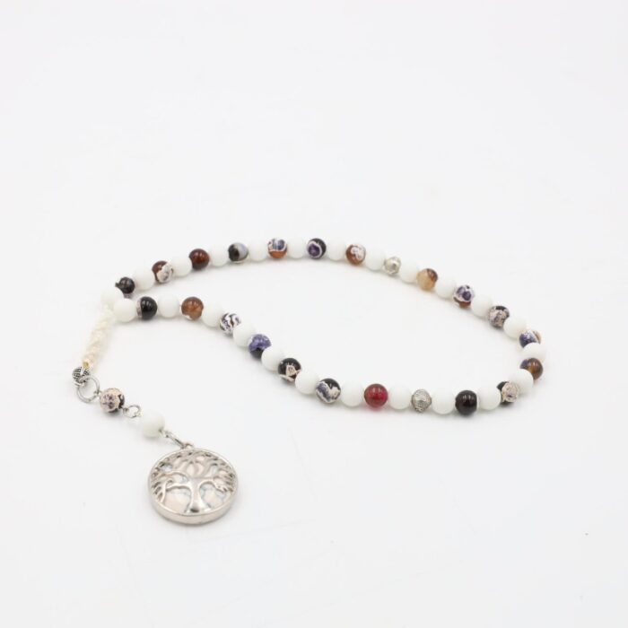 ⁦مسبحة عقيق مع حجر المط الأبيض 45 حبة⁩ - الصورة ⁦2⁩