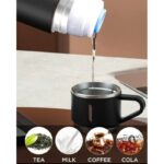 ⁦طقم تيرموس ستيل سعة 500ملل مع كاستين اسود⁩ - الصورة ⁦3⁩