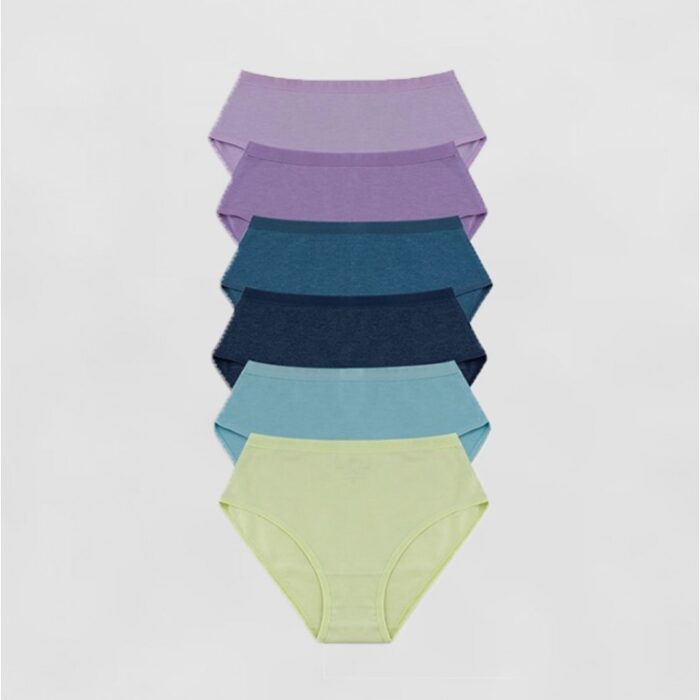 ⁦طقم داخلي نسائي قطني مُكون من 6 قطع بألوان متعددة⁩ - الصورة ⁦1⁩