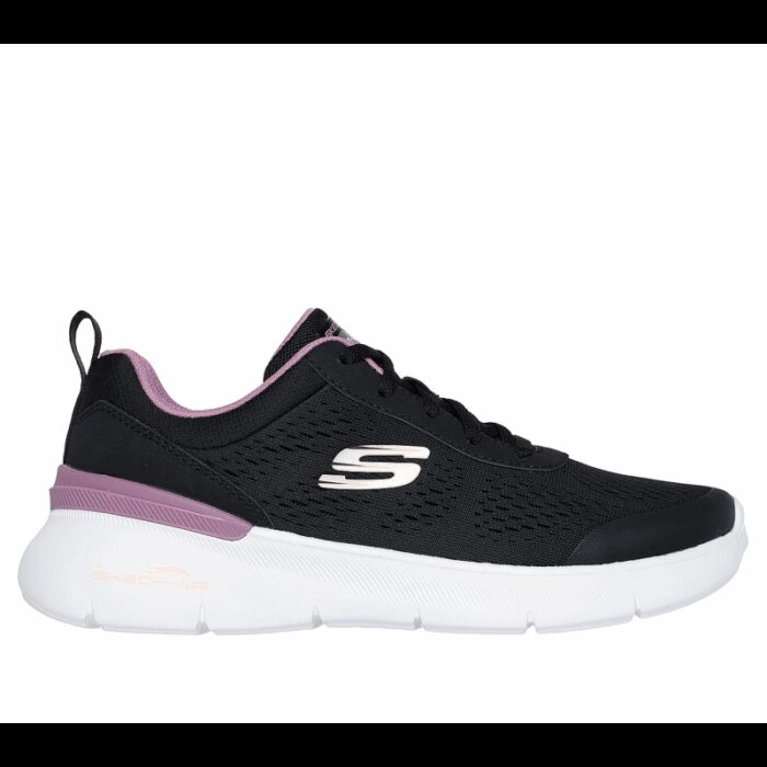 ⁦Skechers Women's Skech-Air Dynamight 2.0 - New Heights Shoes - حذاء سكيتشرز سكيتش اير ديناميت 2.0 للنساء لون أسود ونعل ابيض⁩ - الصورة ⁦2⁩