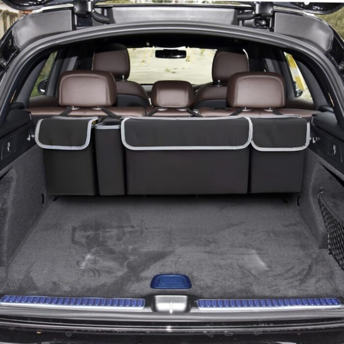 ⁦منظم صندوق السيارة عدد 1 للتعليق على المقاعد الخلفية مع أحزمة قابلة للتعديل- لتخزين كافة المستلزمات بشكل مرتب وخالٍ من الفوضى - لون أسود⁩ - الصورة ⁦5⁩