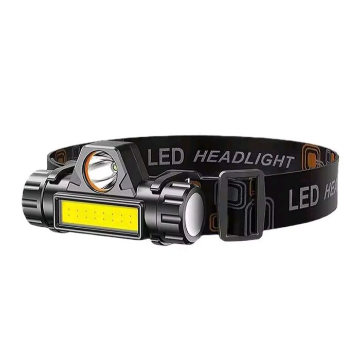 ⁦مصباح كشاف رأس ذات مصباحين LED - مقاوم لرذاذ الماء - قابل للشحن بسلك USB⁩ - الصورة ⁦2⁩