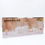 طقم كاسات زجاج مع صحون 6 قطع