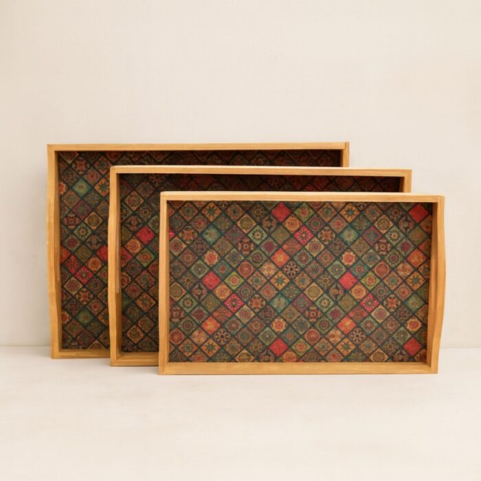 ⁦طقم صواني خشب عدد 3 قطع باحجام مختلفة⁩ - الصورة ⁦3⁩