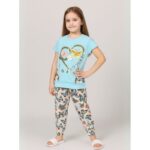 بجامة بناتي قطعتين صيفي لون أزرق