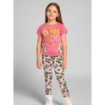 بجامة بناتي قطعتين صيفي لون زهري غامق