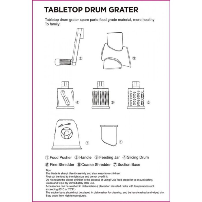 ⁦.ﺗﻌﻣﻝ ﺑﺎﻟﻳﺩ (Tabletop Drum Grater) ﻣﺑﺷﺭﺓ / ﻗﻁﺎﻋﺔ ﻁﻌﺎﻡ⁩ - الصورة ⁦5⁩