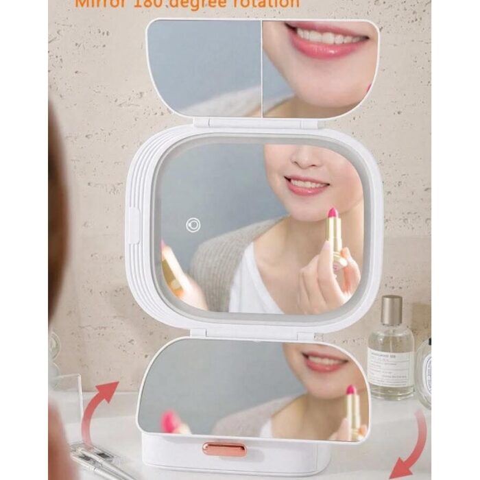 ⁦خزانة صغيرة و منظم تجميل وإكسسوارات مع مرآة⁩ - الصورة ⁦2⁩