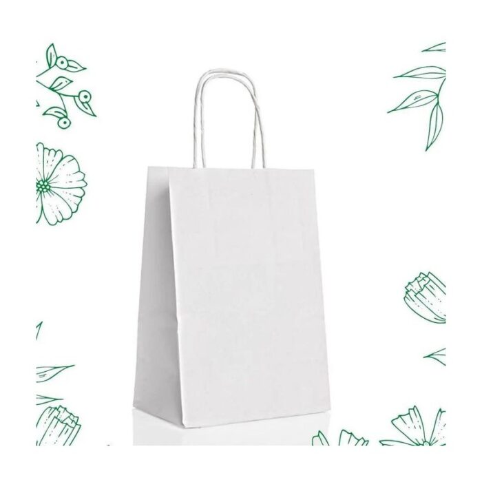 ⁦طقم 12 كيس ورق كرافت بيضاء بحجم 22*11*27 سم⁩ - الصورة ⁦2⁩