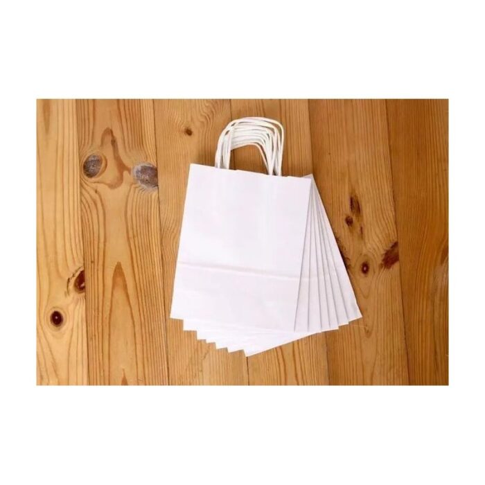 ⁦طقم 12 كيس ورق كرافت بيضاء بحجم 22*11*27 سم⁩ - الصورة ⁦3⁩