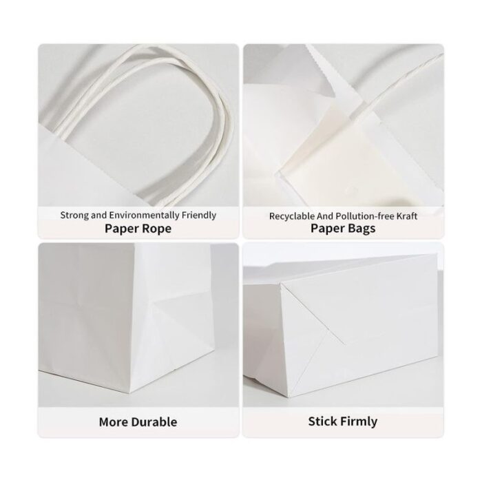 ⁦طقم 12 كيس ورق كرافت بيضاء بحجم 22*11*27 سم⁩ - الصورة ⁦4⁩