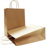 طقم 12كيس ورق بني كرافت طولي بيد 33*25*13سم