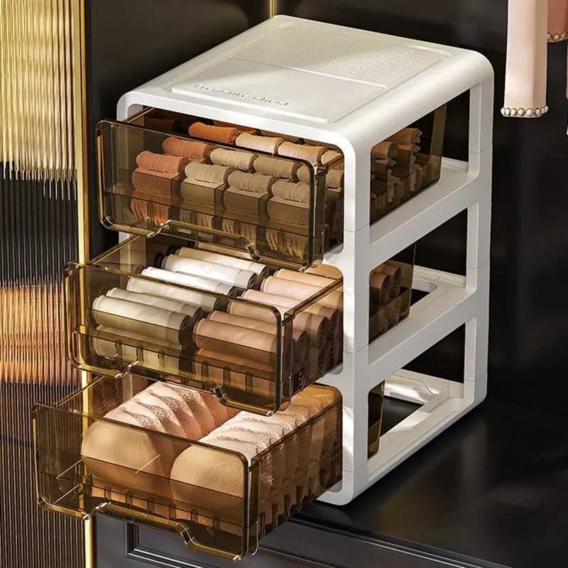 103389135_68b960b72ed7a منظم أدراج شفاف 3 طبقات للملابس والجوارب (34×24×35.5 سم) - الصورة 1