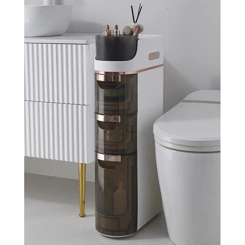 ⁦خزانة طولية لتخزين ذكي وعصري بثلاثة أدراج واسعة⁩ - الصورة ⁦1⁩