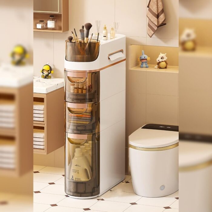 ⁦خزانة طولية لتخزين ذكي وعصري بثلاثة أدراج واسعة⁩ - الصورة ⁦9⁩