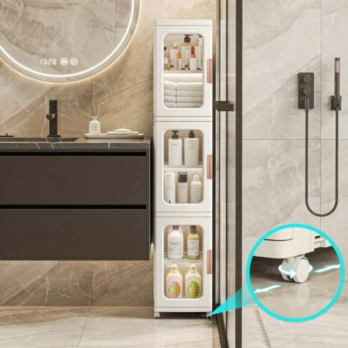 ⁦خزانة تخزين عمودية متعددة الطبقات مكونة من 3 طبقات 28*126 سم⁩ - الصورة ⁦2⁩