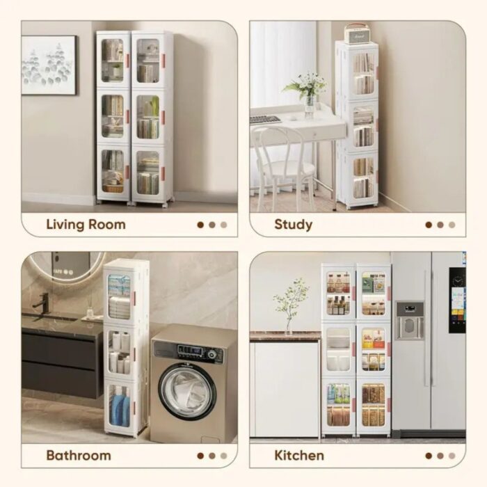 ⁦خزانة تخزين عمودية متعددة الطبقات مكونة من 3 طبقات 28*126 سم⁩ - الصورة ⁦5⁩