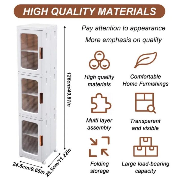 ⁦خزانة تخزين عمودية متعددة الطبقات مكونة من 3 طبقات 28*126 سم⁩ - الصورة ⁦8⁩