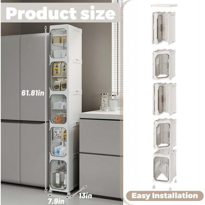 ⁦خزانة تخزين عمودية متعددة الطبقات مكونة من 5 طبقات 33*157 سم⁩ - الصورة ⁦3⁩