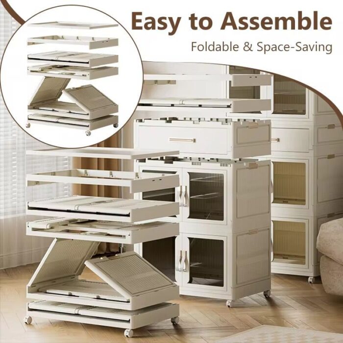 ⁦خزانة بتصميم عملي وأنيق بارتفاع 160 سم، مثالية لترتيب الملابس أو الأدوات المنزلية⁩ - الصورة ⁦3⁩