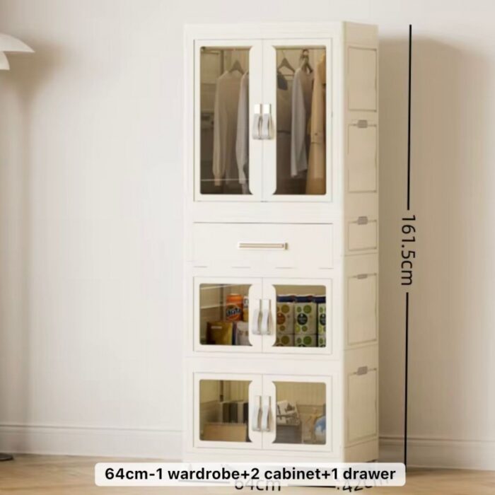 ⁦خزانة بتصميم عملي وأنيق بارتفاع 160 سم، مثالية لترتيب الملابس أو الأدوات المنزلية⁩ - الصورة ⁦4⁩