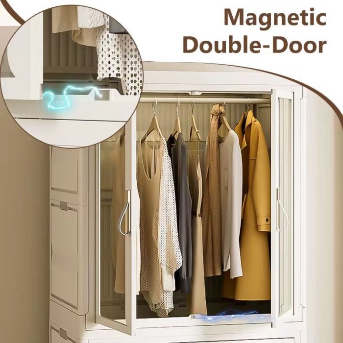 ⁦خزانة بتصميم عملي وأنيق بارتفاع 160 سم، مثالية لترتيب الملابس أو الأدوات المنزلية⁩ - الصورة ⁦5⁩